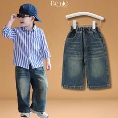 Quần jean quần denim dài ống suông STREET wash mài nhẹ cho bé trai bé gái size 9 tới 25kg BERNIE H1025B77Đ