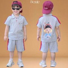 Set bộ polo cho bé trai áo thun tay ngắn họa tiết câụ bé kèm quần short size 1 đến 7 tuổi BERNIE T0425B64