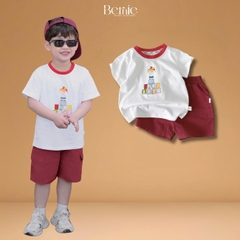 Set bộ bé trai tay ngắn họa tiết Roblox nghộ nghĩnh kèm quần short kaki size 9 tới 28kg BERNIE T1025B76