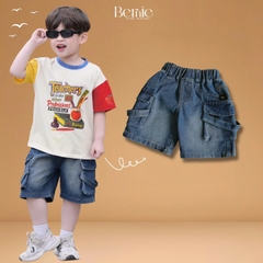 Quần short quần jean túi hộp Teacher cho bé trai đi chơi đi học size 9kg tới 28kg BERNIE KIDS H1025B61ĐQ 