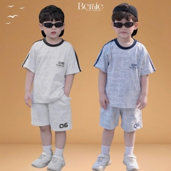 Set bộ bé trai tay ngắn phối màu họa tiết loang Cheese kèm quần short size 9 tới 28kg BERNIE T1125B21