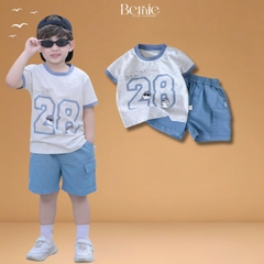 Set bộ tay ngắn cho bé trai họa tiết Best friend 28 kèm quần short kaki size 9 tới 28kg BERNIE H1125B44