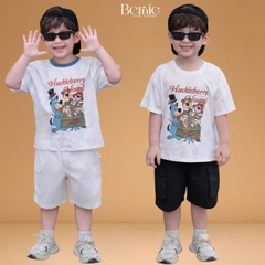 Set bộ tay ngắn đi chơi đi biển cho bé trai áo loang Houd và quần short kaki size 9 tới 28kg BERNIE T1125B15