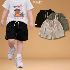Quần short quần đùi phối túi hộp chất thun cotton cho bé trai đi chơi đi học size 11 tới 28kg BERNIE H1225Q24
