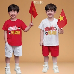 Set bộ cộc tay cho bé trai áo thun họa tiết người Việt nam kèm quần short size 9kg đến 28kg BERNIE H0226B22Đ 