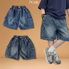  Quần short quần jean denim túi hộp cho bé trai đi chơi đi học size 11kg tới 28kg BERNIE KIDS T1225Q37