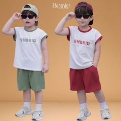 Set bộ cotton áo thun tanktop BNE KID kèm quần short cho bé trai đi chơi đi học size 9 đến 28kg BERNIE H0326B33