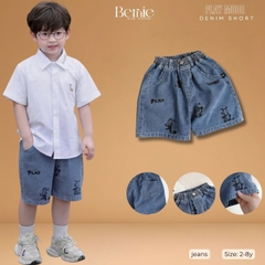 Quần short quần jean cho bé trai họa tiết thêu ngộ nghĩnh đi chơi đi học size 11kg tới 28kg BERNIE KIDS H0226Q12