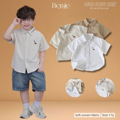 Áo sơ mi tay ngắn cho bé trai thêu khủng long phong cách hàn quốc size 9 tới 27kg BERNIE H0226A05