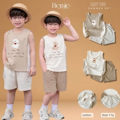 Set đồ ba lỗ bé trai Cún nhỏ tinh nghịch phong cách hàn quốc kèm quần size 9 tới 25kg BERNIE H0126B15