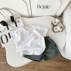 Set bộ tay ngắn bé trai áo thun khủng long kèm quần short jean từ 9 đến 28kg BERNIE BT0725A56