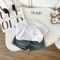Set bộ tay ngắn bé trai áo thun khủng long kèm quần short jean từ 9 đến 28kg BERNIE BT0725A56