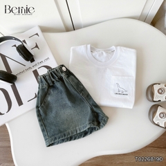 Set bộ tay ngắn bé trai áo thun khủng long kèm quần short jean từ 9 đến 28kg BERNIE BT0725A56
