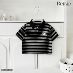 Áo polo tay ngắn họa tiết Happy Duck kẻ ngang cho bé trai đi học đi chơi size 9 đến 28kg BERNIE H0226B32