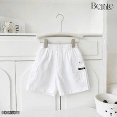 Quần short quần đùi màu trắng đính tag cho bé trai đi học đi chơi mặc nhà size 9 đến 28kg BERNIE H0226B32