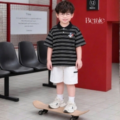 Quần short quần đùi màu trắng đính tag cho bé trai đi học đi chơi mặc nhà size 9 đến 28kg BERNIE H0226B32
