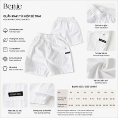 Quần short quần đùi màu trắng đính tag cho bé trai đi học đi chơi mặc nhà size 9 đến 28kg BERNIE H0226B32