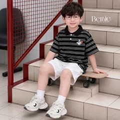 Quần short quần đùi màu trắng đính tag cho bé trai đi học đi chơi mặc nhà size 9 đến 28kg BERNIE H0226B32