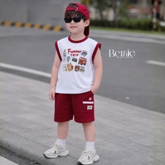 Set bộ bé trai áo tanktop sắc màu phong cách hàn quốc kèm quần short size 1 tới 7 tuổi BERNIE H0326B03Đ