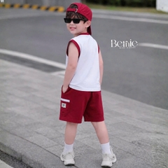 Set bộ bé trai áo tanktop sắc màu phong cách hàn quốc kèm quần short size 1 tới 7 tuổi BERNIE H0326B03Đ