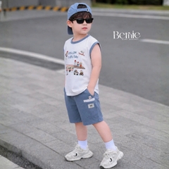 Set bộ bé trai áo tanktop sắc màu phong cách hàn quốc kèm quần short size 1 tới 7 tuổi BERNIE H0326B03Đ