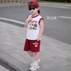 Set bộ bé trai áo tanktop sắc màu phong cách hàn quốc kèm quần short size 1 tới 7 tuổi BERNIE H0326B03Đ
