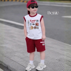 Set bộ bé trai áo tanktop sắc màu phong cách hàn quốc kèm quần short size 1 tới 7 tuổi BERNIE H0326B03Đ