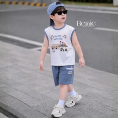 Set bộ bé trai áo tanktop sắc màu phong cách hàn quốc kèm quần short size 1 tới 7 tuổi BERNIE H0326B03Đ