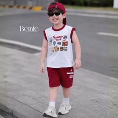 Set bộ bé trai áo tanktop sắc màu phong cách hàn quốc kèm quần short size 1 tới 7 tuổi BERNIE H0326B03Đ