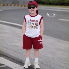 Set bộ bé trai áo tanktop sắc màu phong cách hàn quốc kèm quần short size 1 tới 7 tuổi BERNIE H0326B03Đ