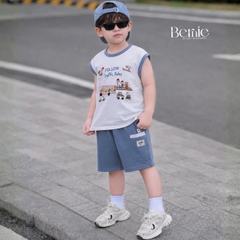 Set bộ bé trai áo tanktop sắc màu phong cách hàn quốc kèm quần short size 1 tới 7 tuổi BERNIE H0326B03Đ