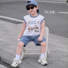Set bộ bé trai áo tanktop sắc màu phong cách hàn quốc kèm quần short size 1 tới 7 tuổi BERNIE H0326B03Đ