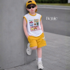 Set bộ bé trai áo tanktop sắc màu phong cách hàn quốc kèm quần short size 1 tới 7 tuổi BERNIE H0326B03Đ