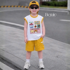 Set bộ bé trai áo tanktop sắc màu phong cách hàn quốc kèm quần short size 1 tới 7 tuổi BERNIE H0326B03Đ