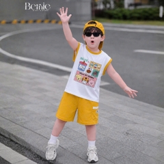 Set bộ bé trai áo tanktop sắc màu phong cách hàn quốc kèm quần short size 1 tới 7 tuổi BERNIE H0326B03Đ