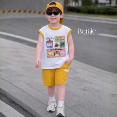 Set bộ bé trai áo tanktop sắc màu phong cách hàn quốc kèm quần short size 1 tới 7 tuổi BERNIE H0326B03Đ