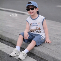 Set bộ bé trai áo tanktop sắc màu phong cách hàn quốc kèm quần short size 1 tới 7 tuổi BERNIE H0326B03Đ