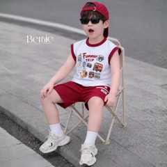 Set bộ bé trai áo tanktop sắc màu phong cách hàn quốc kèm quần short size 1 tới 7 tuổi BERNIE H0326B03Đ