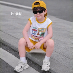 Set bộ bé trai áo tanktop sắc màu phong cách hàn quốc kèm quần short size 1 tới 7 tuổi BERNIE H0326B03Đ