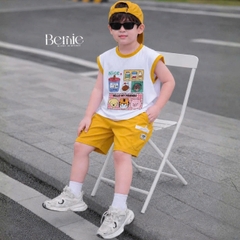 Set bộ bé trai áo tanktop sắc màu phong cách hàn quốc kèm quần short size 1 tới 7 tuổi BERNIE H0326B03Đ