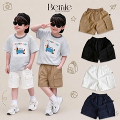 Quần short quần kaki đùi phối túi hộp 2 bên cho bé trai đi chơi đi học size 9 tới 28kg BERNIE T1225Q33