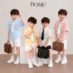 Set sơ mi 3CT Little Charm cho bé trai áo sơ mi và quần short kèm cà vạt rời size 9 tới 28kg BERNIE T0326B31