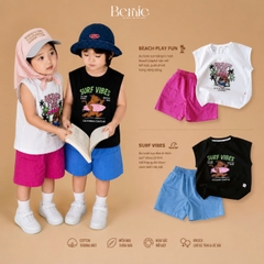 Set bộ unisex cho bé trai bé gái áo thun tanktop Style kèm quần short đi chơi đi biển size 1 tới 7 tuổi BERNIE H0326B36