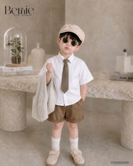 Set bộ vest gile Hoàng gia cho bé trai áo sơ mi tay ngắn phối gile kèm quần và cà vạt 1 đến 7 tuổi BERNIE T0126B06Đ 