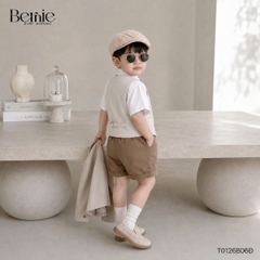 Set bộ vest gile Hoàng gia cho bé trai áo sơ mi tay ngắn phối gile kèm quần và cà vạt 1 đến 7 tuổi BERNIE T0126B06Đ 