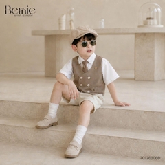 Set bộ vest gile Hoàng gia cho bé trai áo sơ mi tay ngắn phối gile kèm quần và cà vạt 1 đến 7 tuổi BERNIE T0126B06Đ 