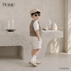 Set bộ vest gile Hoàng gia cho bé trai áo sơ mi tay ngắn phối gile kèm quần và cà vạt 1 đến 7 tuổi BERNIE T0126B06Đ 