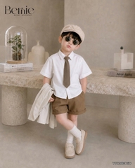 Set bộ vest gile Hoàng gia cho bé trai áo sơ mi tay ngắn phối gile kèm quần và cà vạt 1 đến 7 tuổi BERNIE T0126B06Đ 