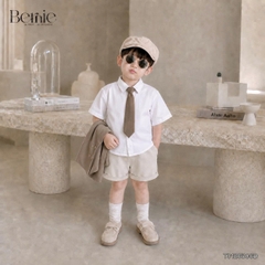 Set bộ vest gile Hoàng gia cho bé trai áo sơ mi tay ngắn phối gile kèm quần và cà vạt 1 đến 7 tuổi BERNIE T0126B06Đ 