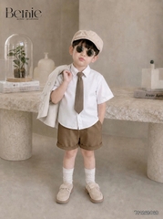 Set bộ vest gile Hoàng gia cho bé trai áo sơ mi tay ngắn phối gile kèm quần và cà vạt 1 đến 7 tuổi BERNIE T0126B06Đ 
